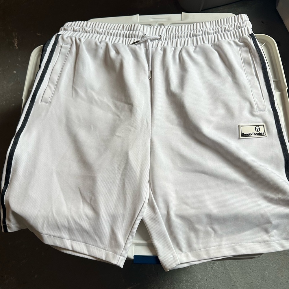 Sergio Tacchini White Athletic Shorts with Black Accents 4XL